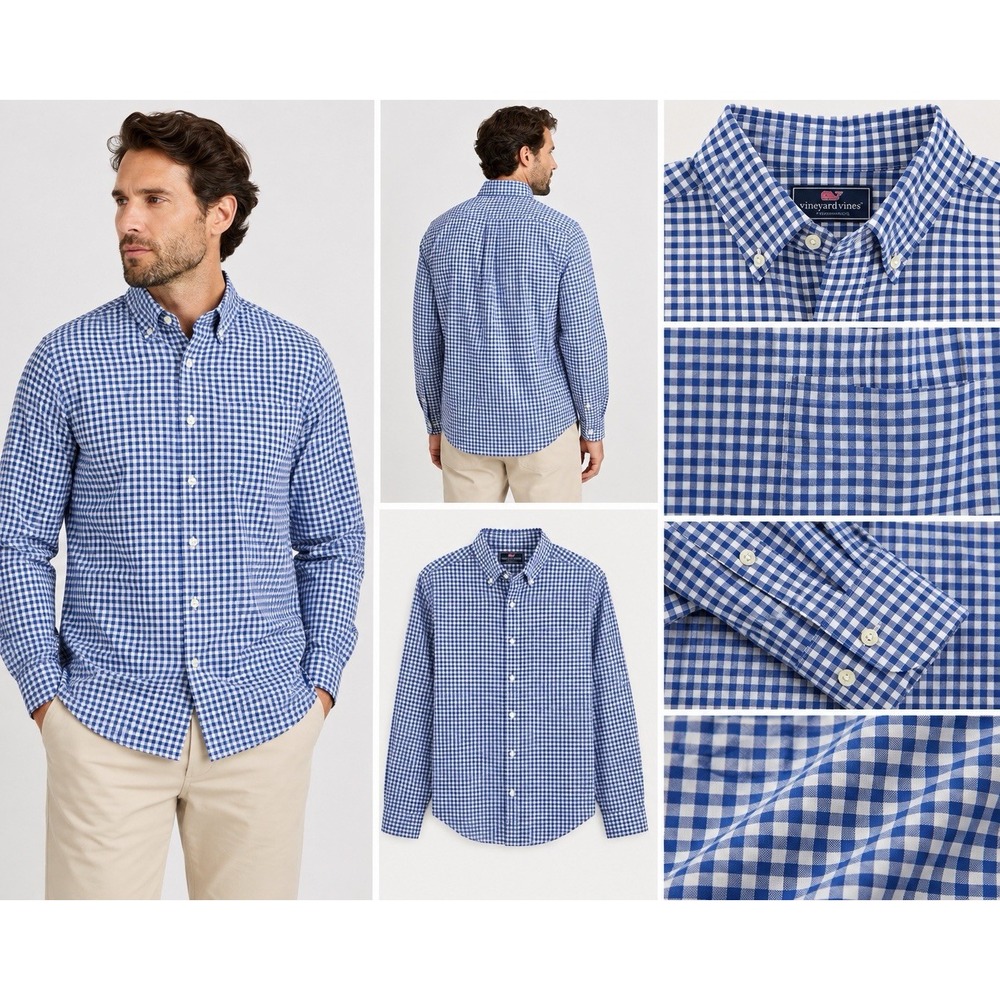 Vineyard Vines Mens Classic Murray Shirt XL Dark Blue Plaid Button Down Shirt